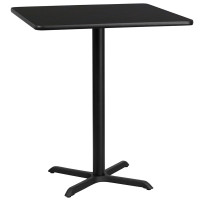 Flash Furniture XU-BLKTB-3636-T3030B-GG 36" Square Black Laminate Table Top with 30" Bar Height Table Base